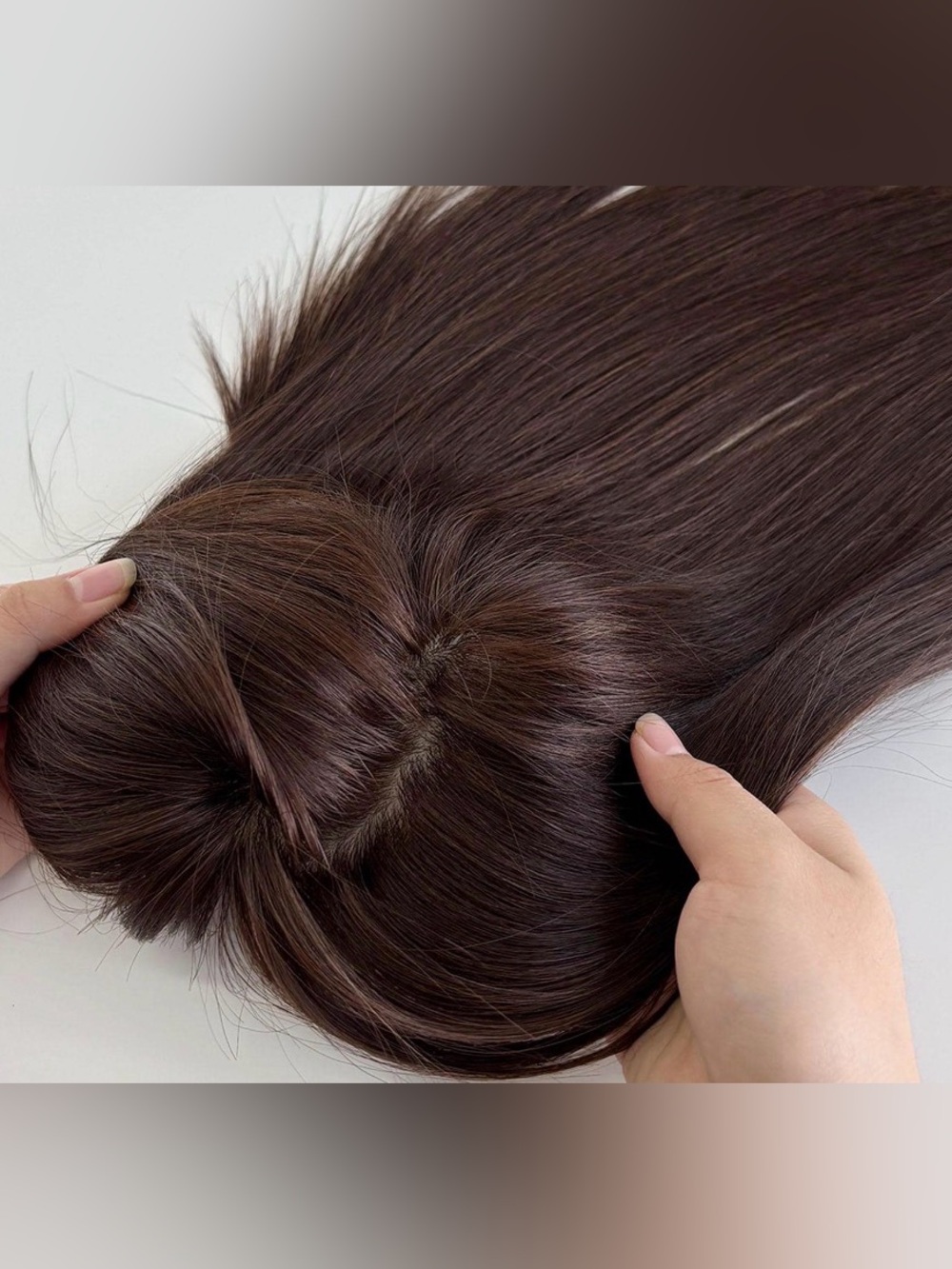 New Dark Brown Virgin Human Hair Silk Base Topper
